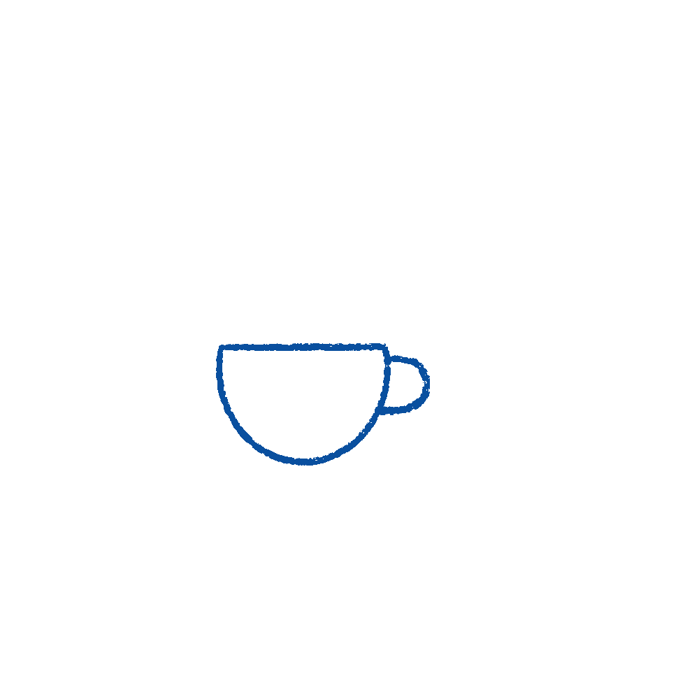 Ideas sketch animation: teacup, eye, lightbulb, pencil